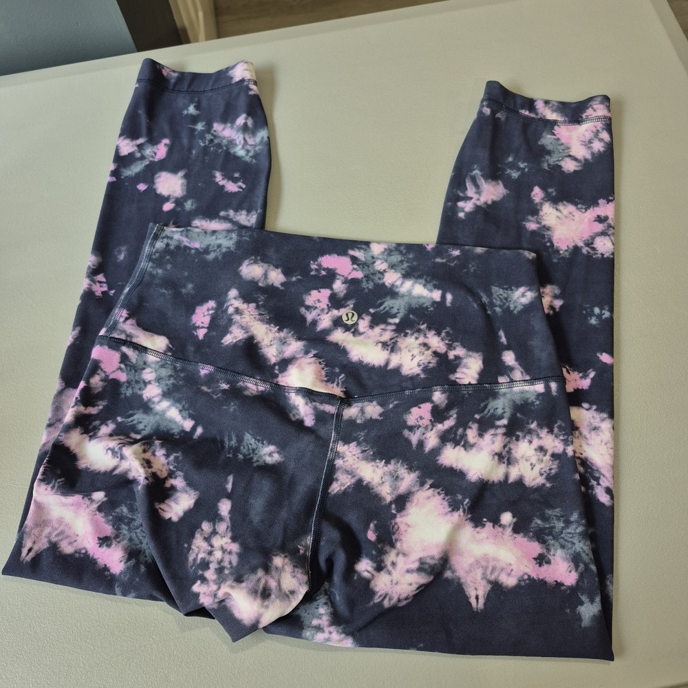 Lululemon Align Leggings Womens 10 Blue Purple Tie Dye High Rise Crop 23" Lounge